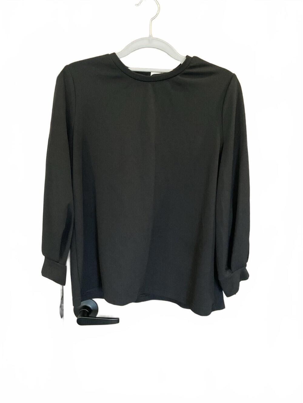 SHEIN Womens Long Sleeve Black Blouse W/ Button Neck Size L
